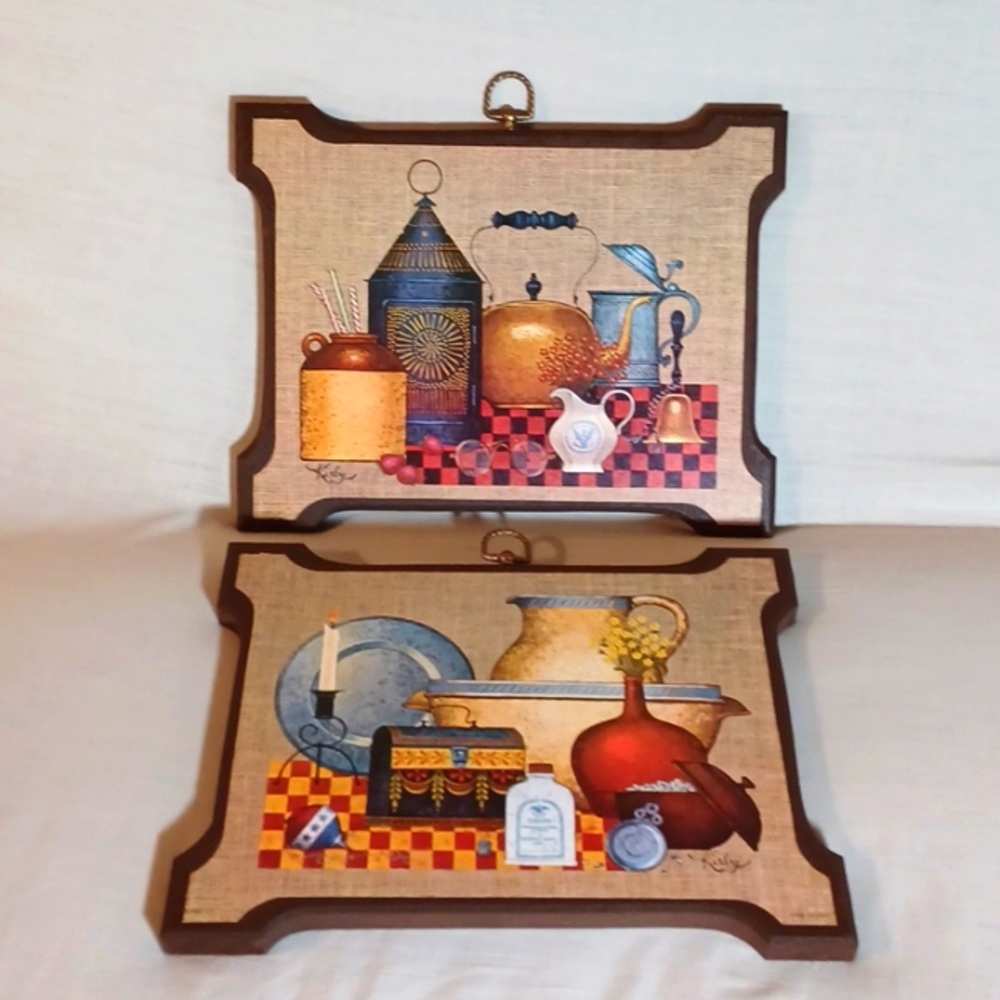 Homco Kitchen Plaques Wooden 70's Vintage